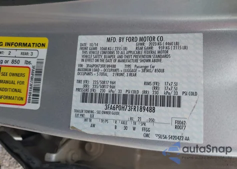 2015 Ford Fusion Se из США, поврежденный, VIN 3FA6P0H73FR189488